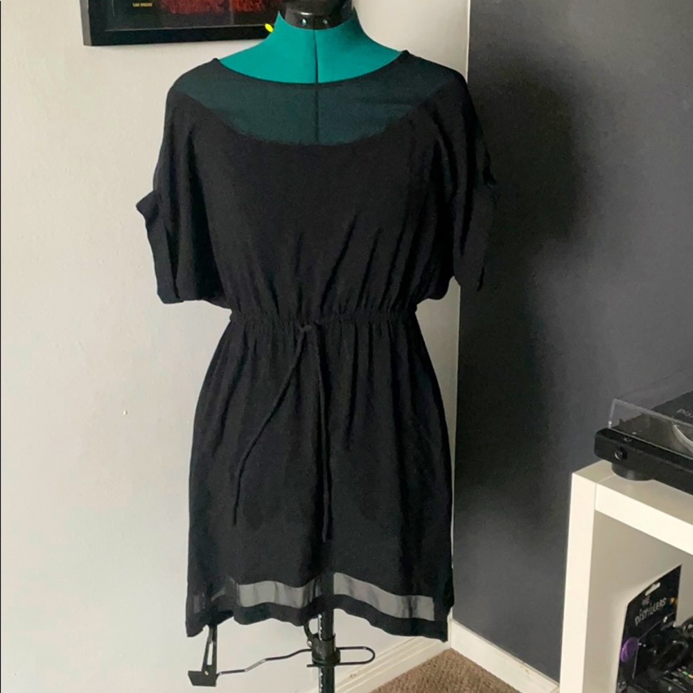 Express Black Dress with sheer trim detail